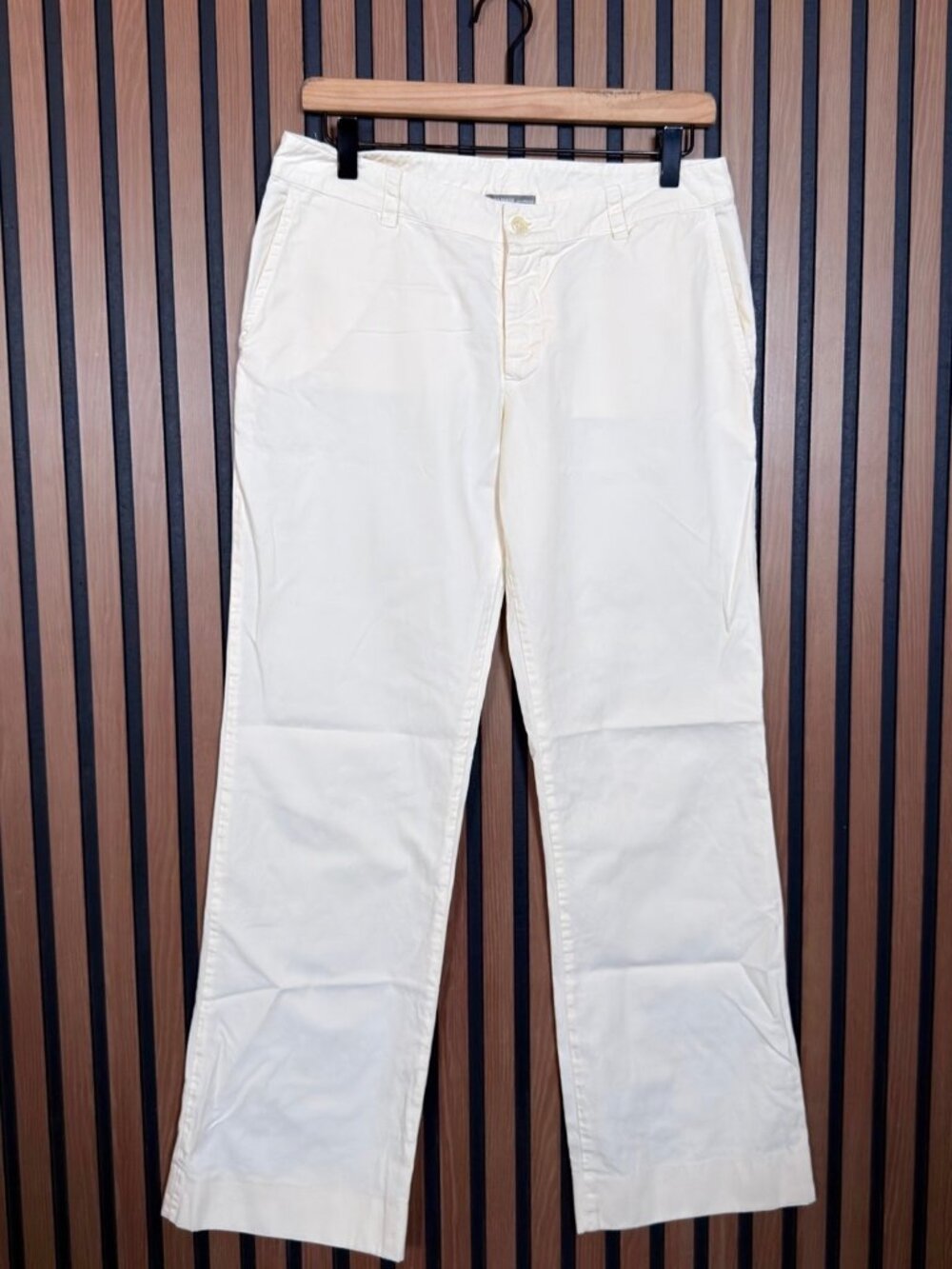 James Perse Pants 2 Womens Ivory Wide Leg 100% Cotton Flat Front